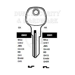 GHE Copy GH1 Or GH2 Cylinder Key Blanks