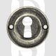 Old English OERKEDS Open Mortise Keyhole Solid Brass Face Fix Round Escutcheon Distressed Silver